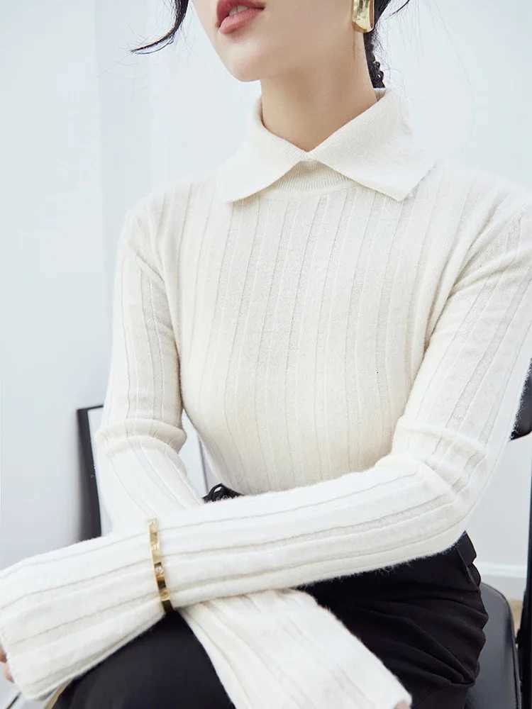 2025 New Collar Women Knitted Sweater Long Sleeve Slim Fit Pullovers Women Autumn Winter Sweaters Soft Warm Base Layer Tops XJ250819