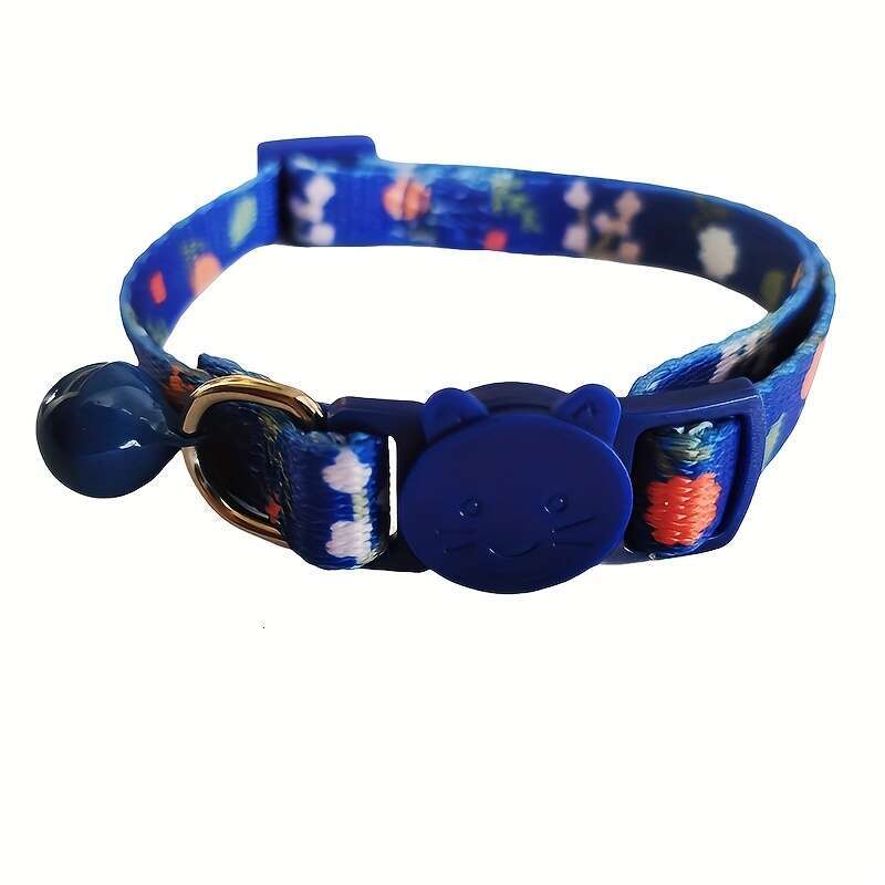 New Floral Fashion Flower Pendant Printed Pet Supplies Adjustable Bell Cat Neck Collar