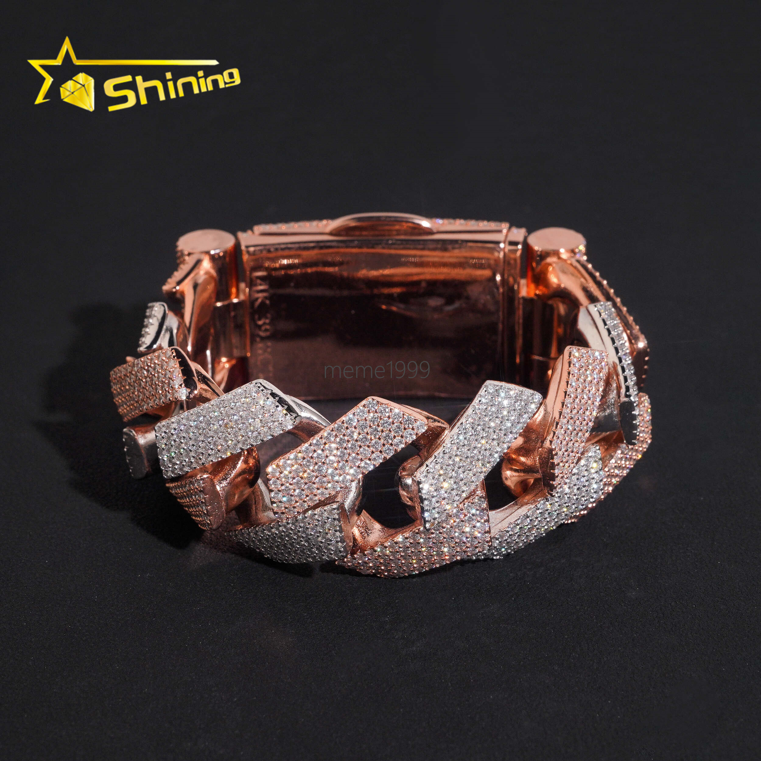 Pass Diamond Tester 28mm VVS Moissanite Diamond Cuban Bracelet Luxury 925 Sterling Silver VVS Mossanite Fashion Bracelet for Men