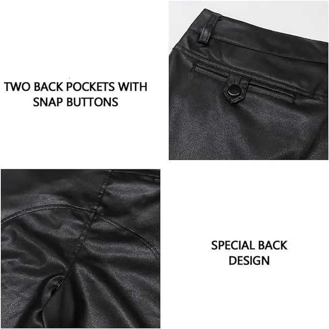 Arjen Kroos Mens Leather Pants Casual Straight Leg Motorcycle PU Leather Pants with Multiple Pockets W250819