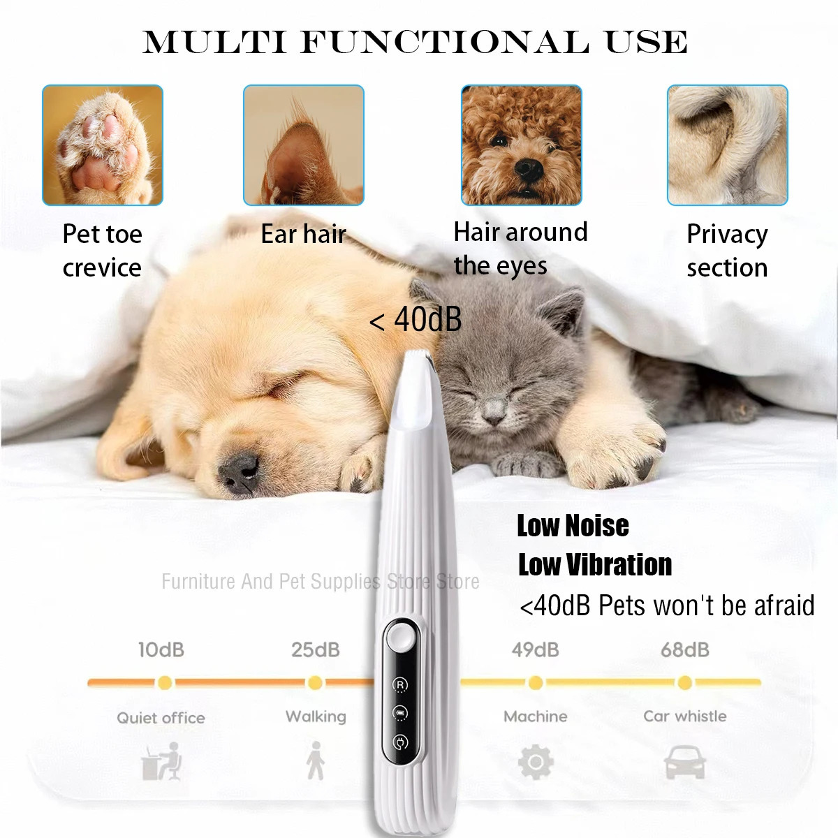 Professional Dog Grooming Clippers LED Light LCD Display 18mm Wide Blade for Paw Trimming Low Noise Cordless Pet Hair Trimmer 250813