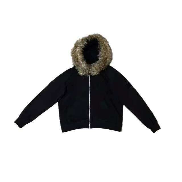 Sweatshirts High Quality Plus Size Men's Fur Zip up Sweat Wear Capucha Hoodie for Men