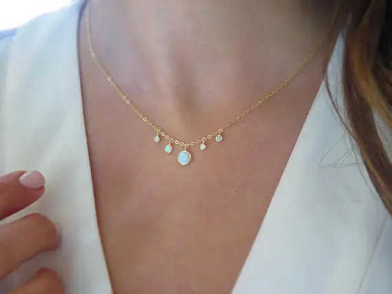 100% 925 sterling silver vermeil minimal round dots cz opal choker simple charm chocker necklace 250815