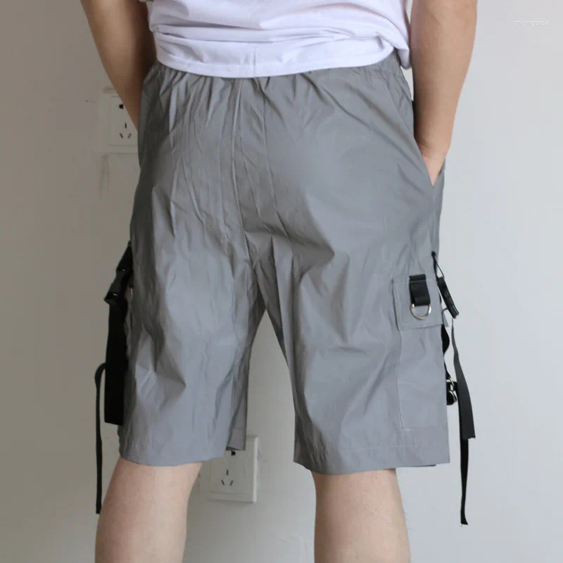 Men's Shorts Trendy Brand Design Colorful Reflective Cargo For Men Summer Loose High Street Hip-Hop Wide-Leg Five-Point Pants