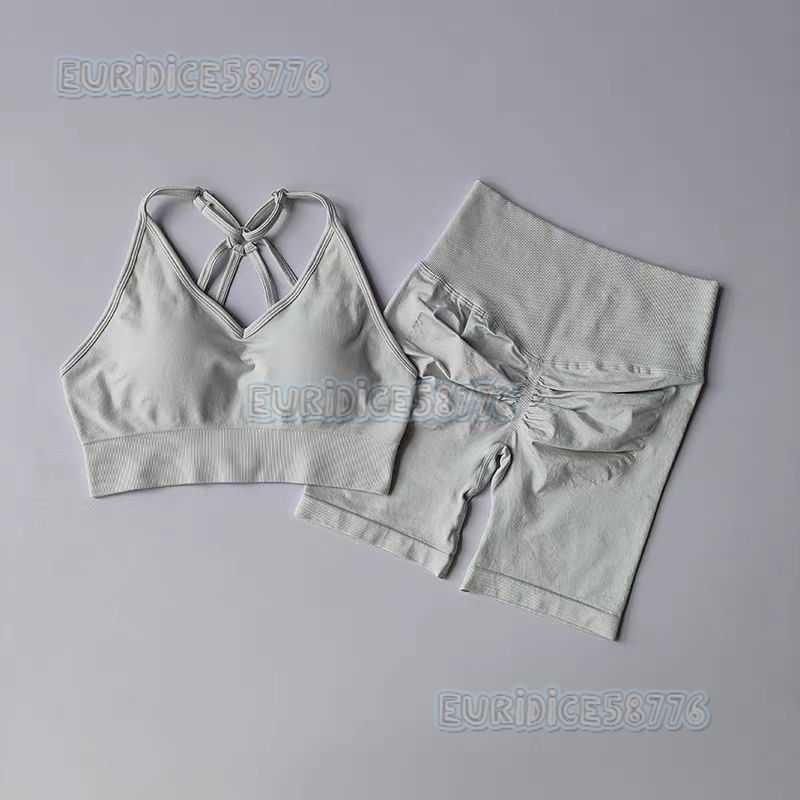 New Fitness Set Beauty Back Bra Yoga Suit Women Quick Dry Sports Training Hip Lift Three-point Shorts Short Sleeve H250819