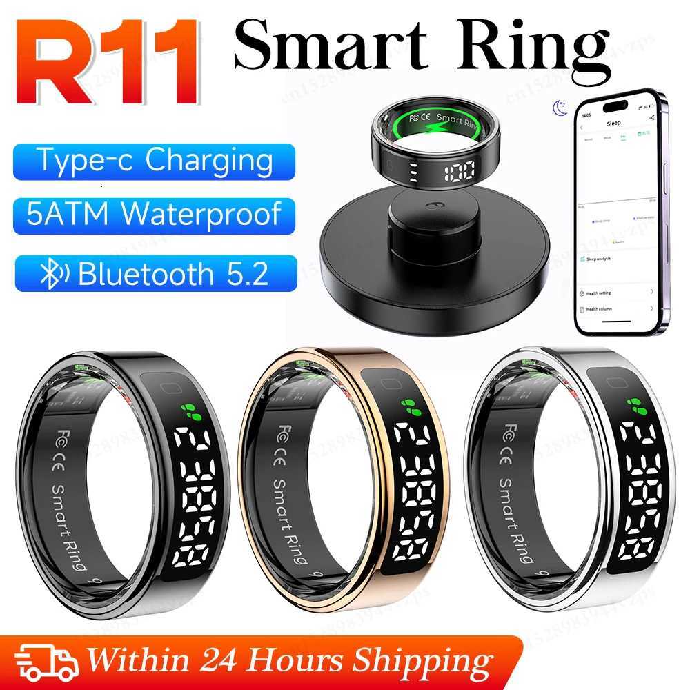 11 Smart Ring for Men Women Wireless Charging Ring BT 5.2 Display Screen/Touch Health Manager Wireless Charging Fitness Monitor W250819
