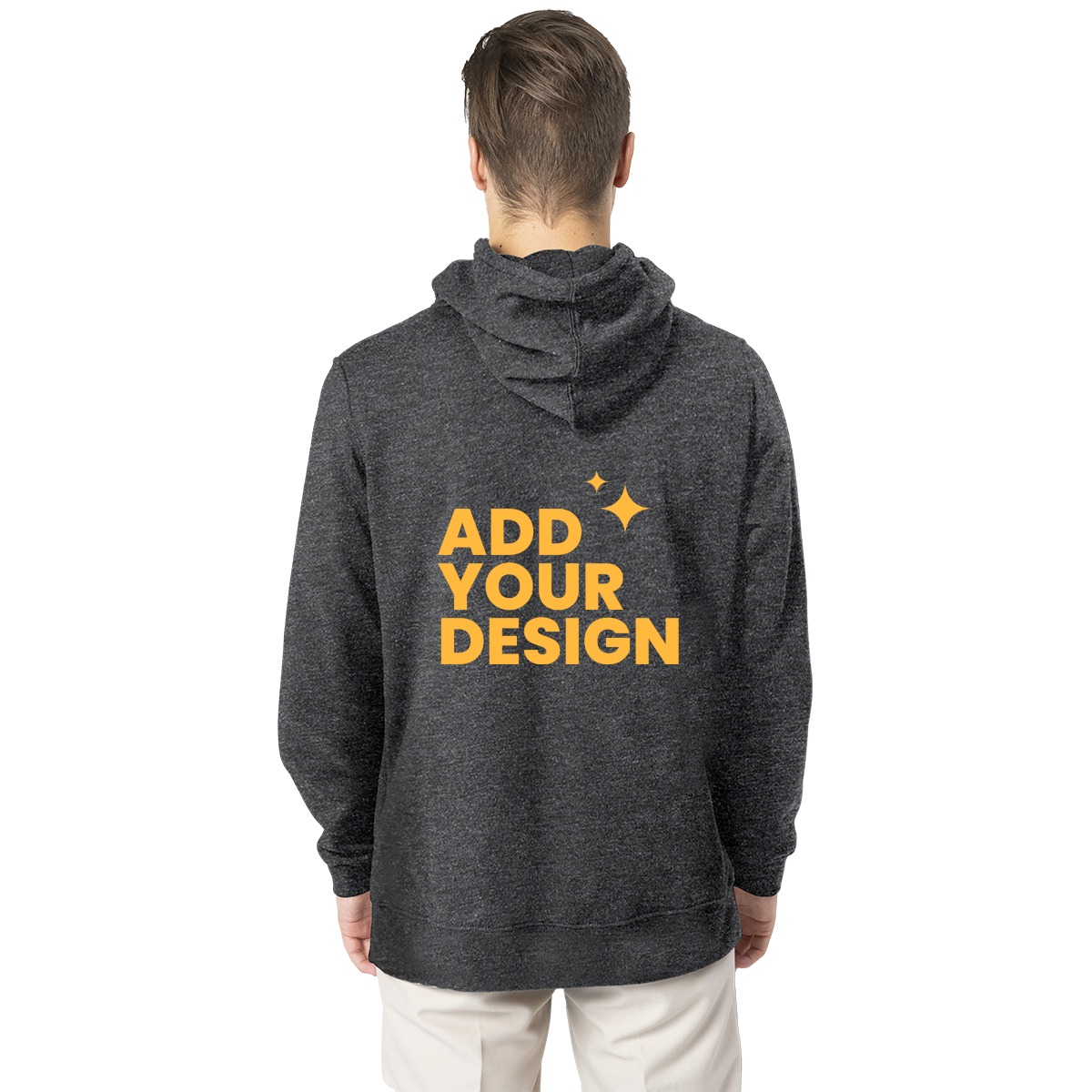 DHgatepod Men's Wool-Lined Hoodie with Back Print - 50% Cotton 50% Polyester Warm Pullover | DTF Customizable | Winter Essential