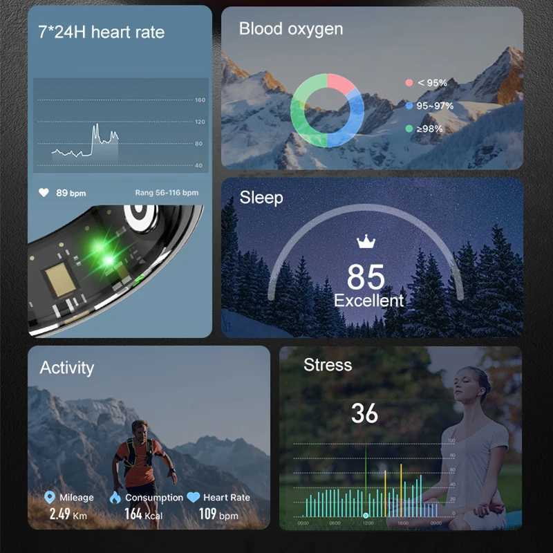 2025 R04 Smart Ring Men Women With Charging Case Health Sleep Monitor 5ATM Waterproof Smart Ring Multi-sport Mode Camera Control W250819