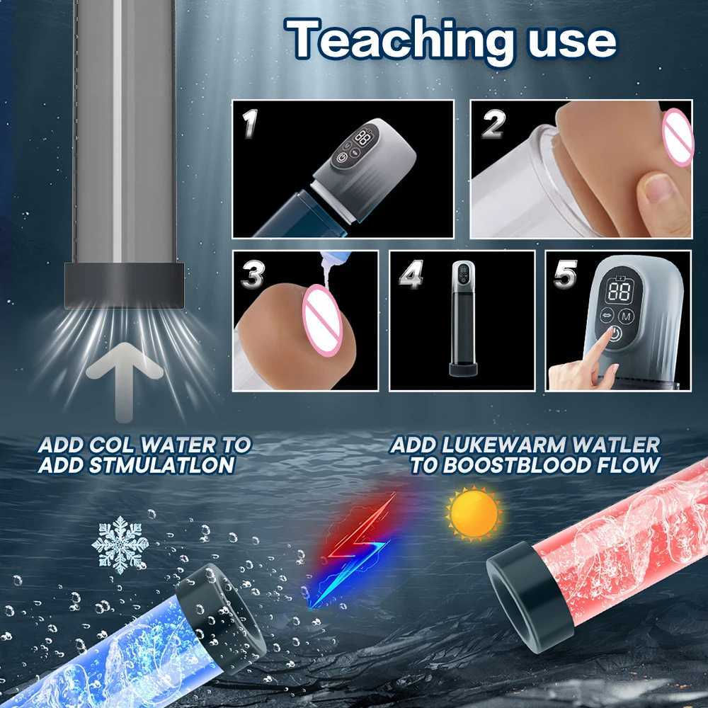 Mens Waterproof Digital Penis Trainer - 5 Frequency Modes Vacuum Physical Assistance Enlarger XJ250819