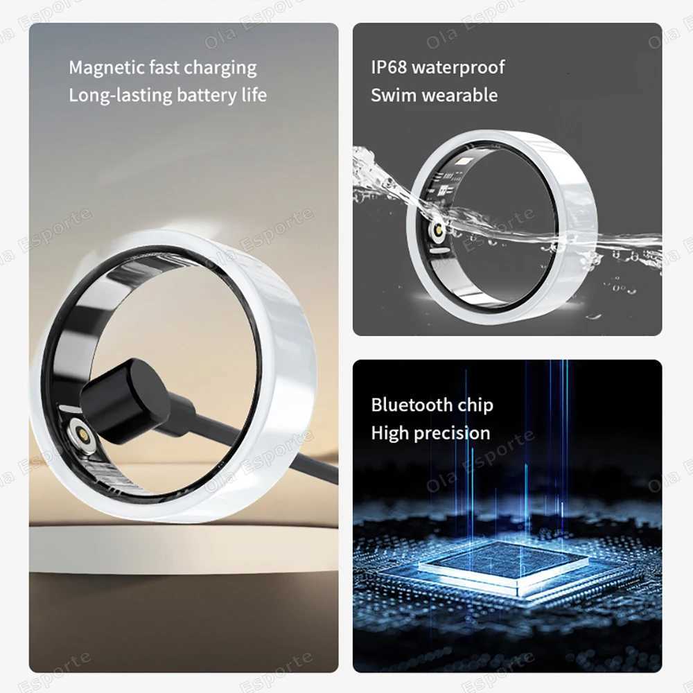 New For Android IOS Ceramic Smart Ring Support NFC Access Control Men Women Heart Rate Sleep Monitor IP68 5ATM Waterproof Rings W250819