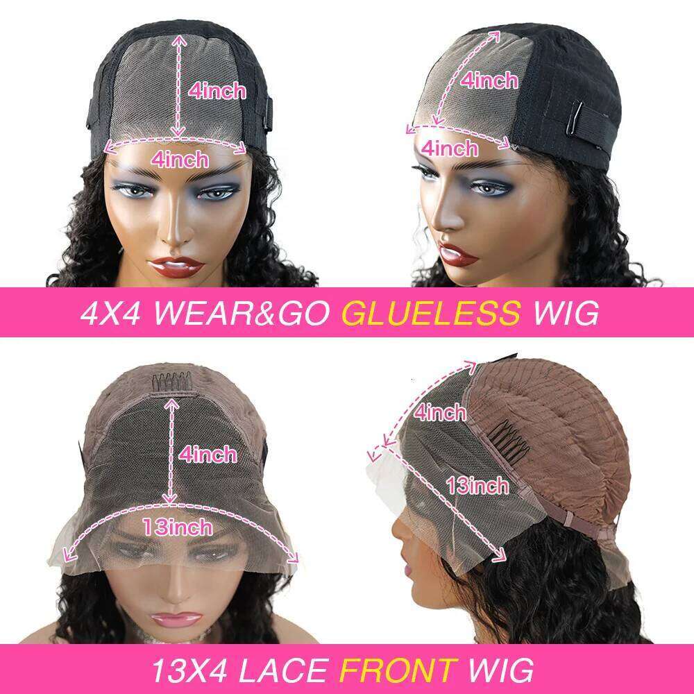 250% Curly Deep Wave Lae Frontal Wear Go Glueless Wig Short Bob 4X4 HD Lace Front Human Hair Wigs Sale