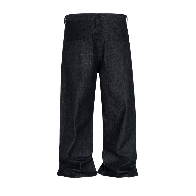 MIJKO High Street Cleanfit Drak Blue Jeans for Men and Women Straight Vintage Casual Denim Trousers ZJ089