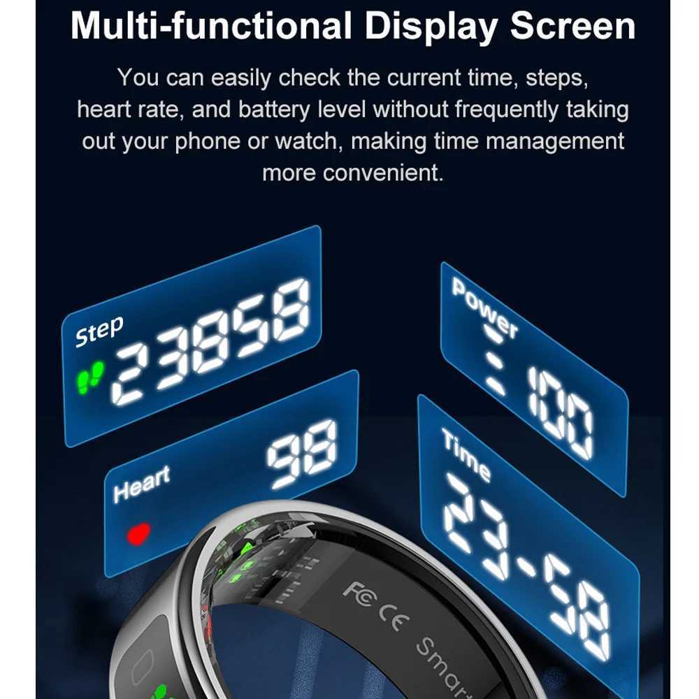 11 Smart Ring Men Display Screen QRing Wireless Charging Gesture Control Health Monitor 5ATM Waterproof For Android IOS W250819