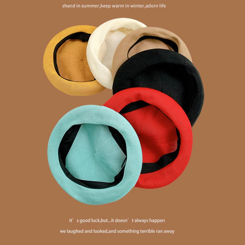 Womens Summer Beret Hat Cotton Breathable Knit Slouchy Beanie Solid Color French Retro Fashion Cap for Women Casual Outfit 250819