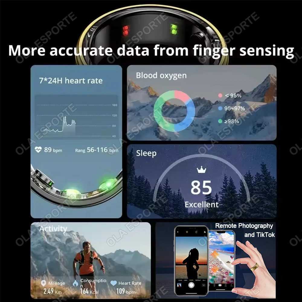 2025 Smart Ring Blood Pressure Heart Rate Sleep Monitoring Smart Ring IP68 5ATM Waterproof Multi-sport Mode Smart Ring for Men and Women W250819