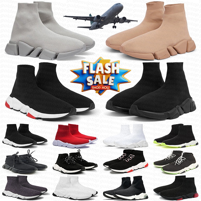free shipping designer dress shoes sock sneakers speed trainers mens womens chaussures triple black outdoor trainers with box