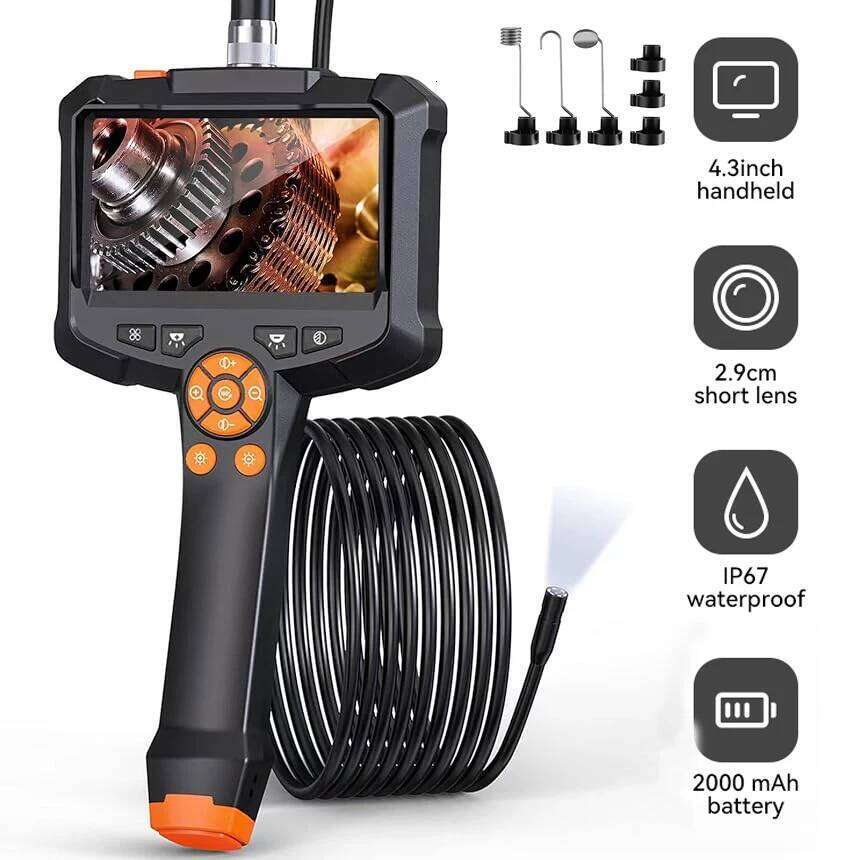 Industrial Endoscope 4.3 "Single Dual Lens HD 1080P Car Inspection Borescope Ip67 Waterproof Sewer Camera With LED