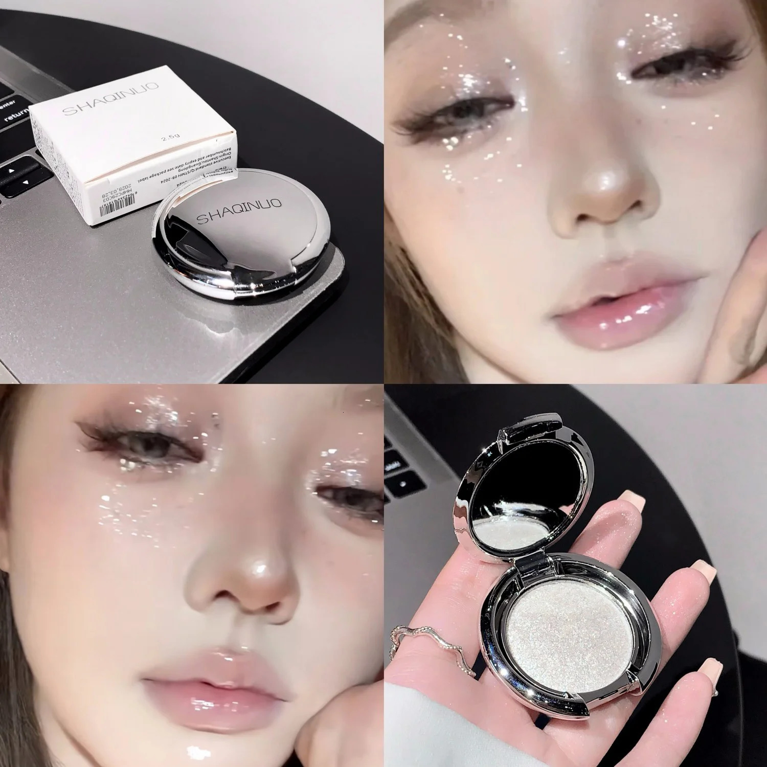 Diamond White Highlighter Palette Pink Cream Waterproof High Gloss Glitter Body Highlight Eyeshadow Brighten Face Contour Makeup 250811