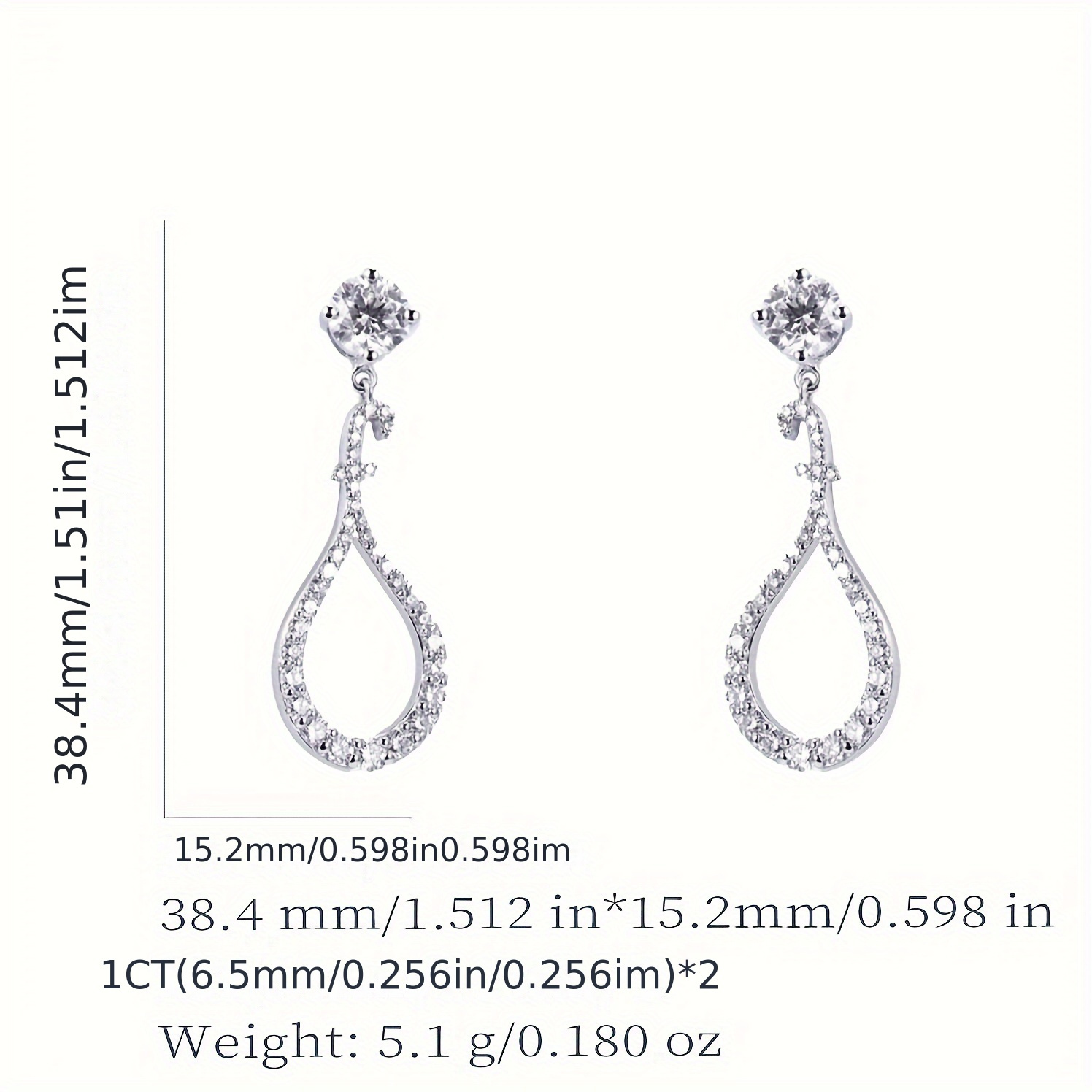 MT Luxury Moissanite Pendant Earrings, Round Brilliant Cut 1 ct * 2 PCS High Quality Moissanite 925 Sterling Silver Long Tassel Earrings for Women Wed