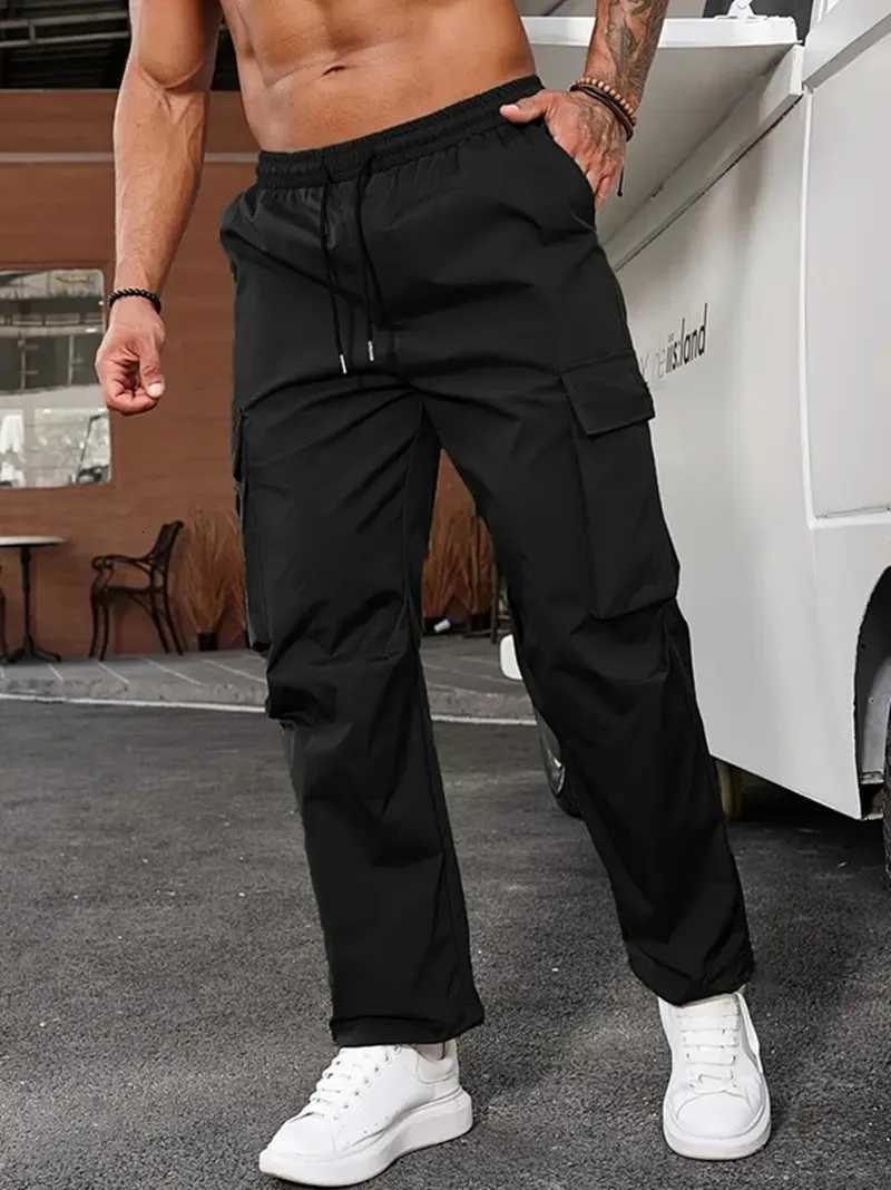 2024 Summer New Mens Work Pants European and American Independent Station Drawstring Multi Pocket Casual Pants W250819