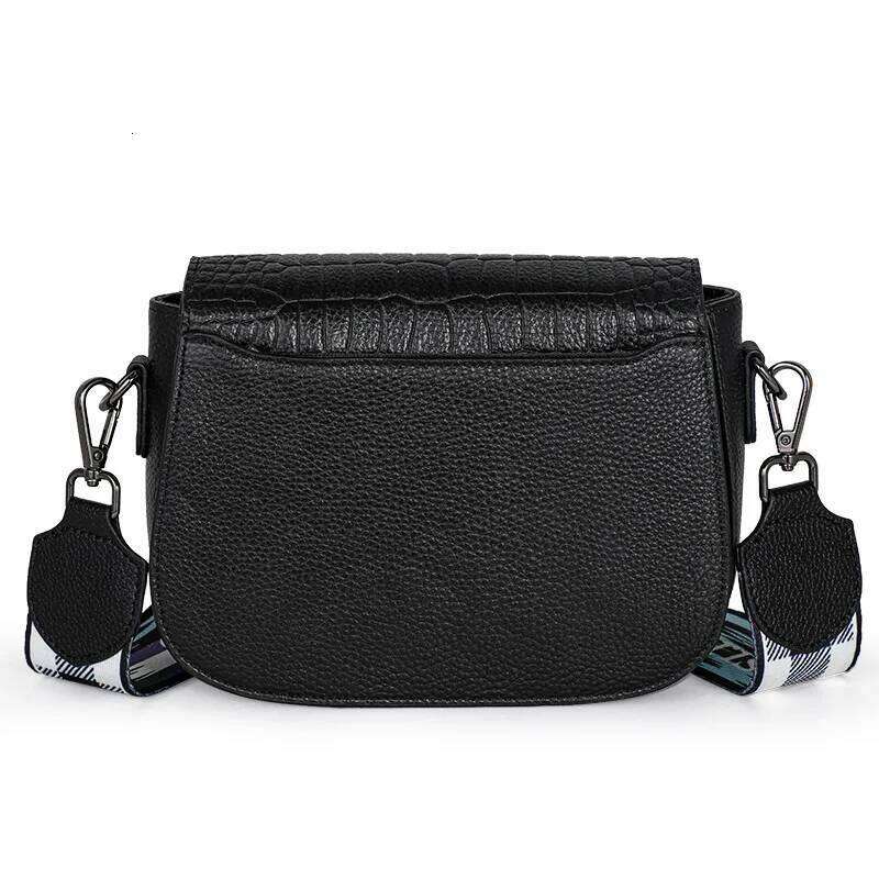Aidrani Black Crossbody Bag Metal Lock Accent Chain Strap Chic