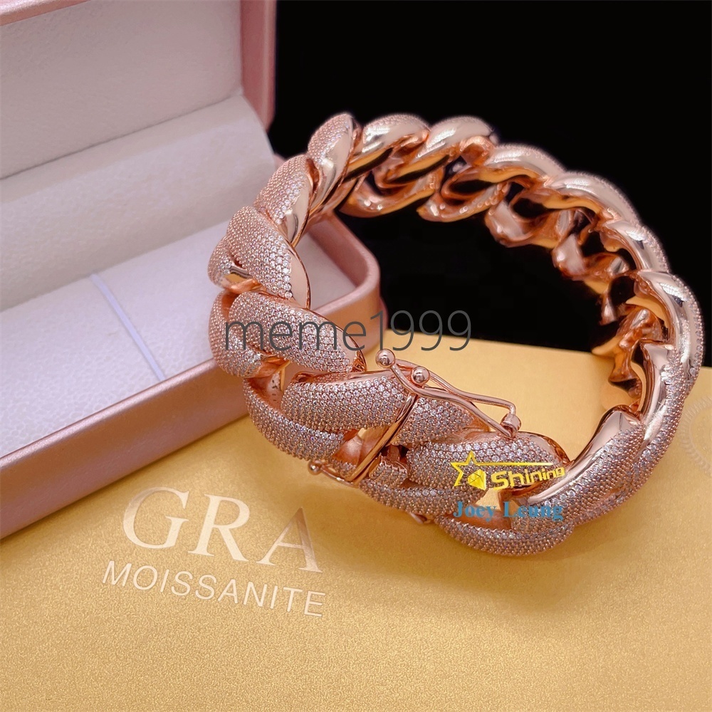 Half Kilo 925 Silver Gold Plated Big Size 28MM VVS Moissanite Diamond Custom Iced Out Miami Cuban Link Bracelet