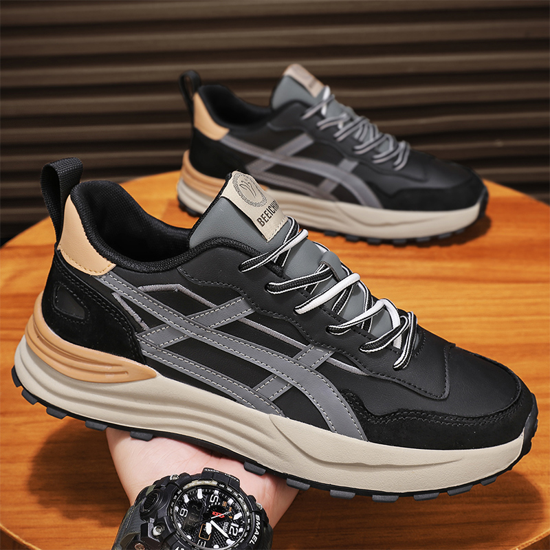 Summer trend, genuine leather soft sole dad shoes for men, 2025 new style, breathable and versatile sports leisure shoes