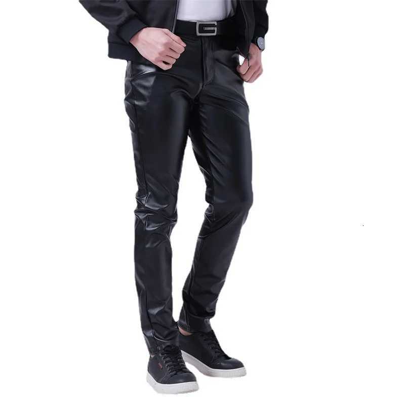 uth Male Chasual Leather Pants Fashion Men Bar KTV Performance Stage Pants Black Red Male Small Elastic Trousers W250819