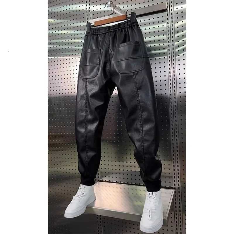 Leather Pants Mens Hip Hop Harem Loose Trousers Outdoor Jogger Sweatpants Luxury Elastic Waist Waterproof Mens Pants W250819