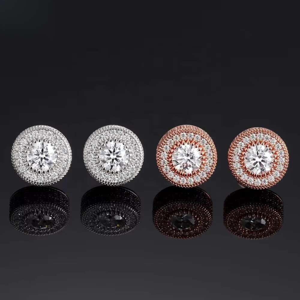 2024 Fashion Jewelry Screw Back Stud 1CT 6.5MM Iced Out VVS Moissanite Hiphop Earrings