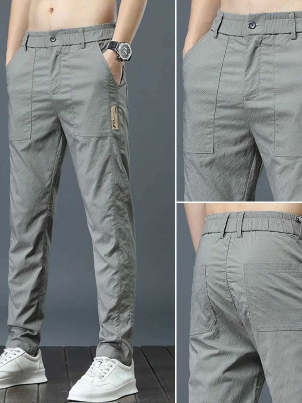 Mens Casual Straight Leg Slim Fit Long Pants Spring Summer Thin Fashion Brand Sports Office Wear Trousers Youth Style W250819