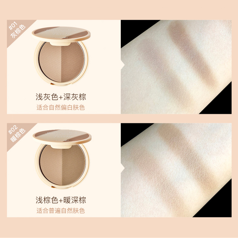 Dual-color contouring powder compact factory custom OEM/ODM contract manufacturing shadow nose shadow highlighter palette