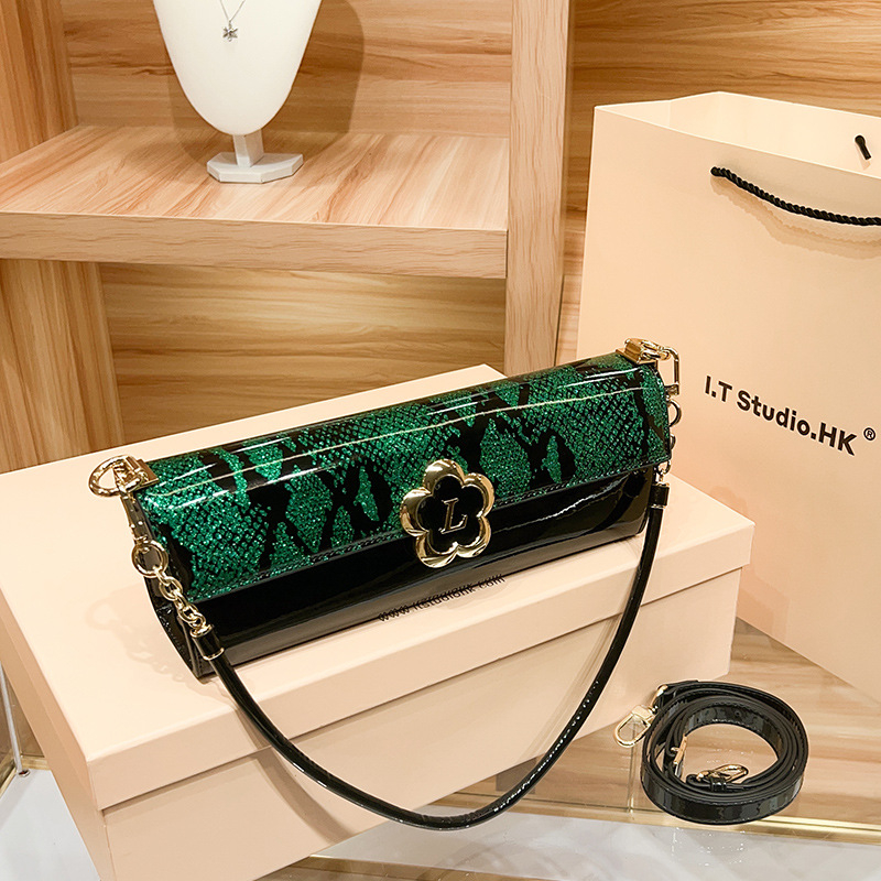 LORDLY KNACK designer bag luxury cowhide baguette bag casual high-quality vintage fashion serpentine underarm bag for woman