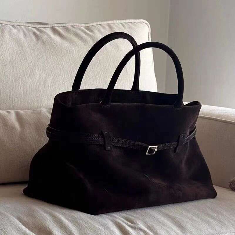 Niche design autumn and winter new frosted suede belt buckle hand held tote lazy style commuter women's bag