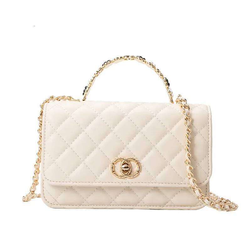 2024 Summer New Niche High-End Classic Argyle Handbag With Chain Shoulder Crossbody Fashionable Versatile Small Square Bag