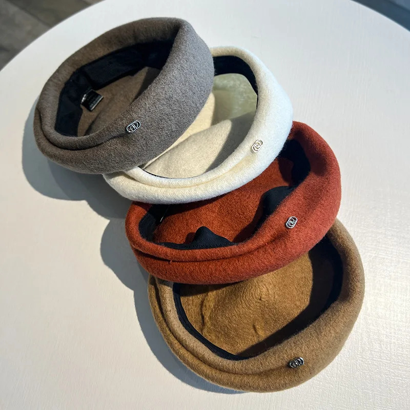 Wool Painters Hat Warm Soft Autum Winter Beret Cap For Women Fashion Female Solid Color Outdoor Party Gift Boina Hat 250819
