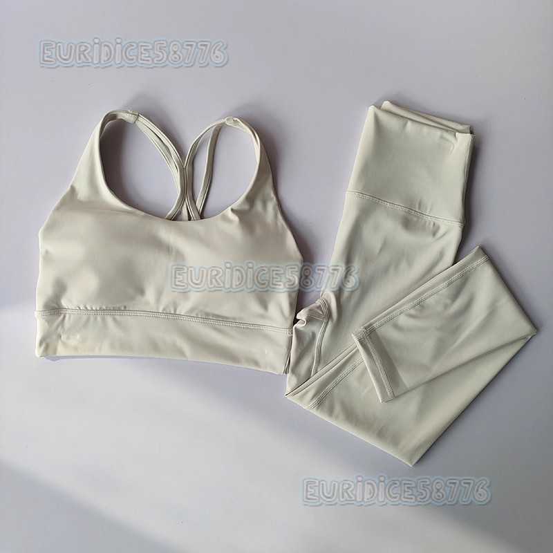 Yoga Clothing Set Nude Feel Solid Color Shockproof Gathered Sports Bra Women Training Quick-dry Set Pilates Fitness Clothing H250819