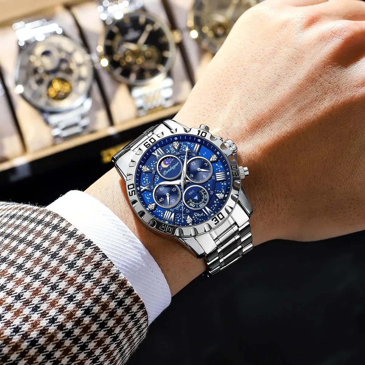 POEDAGAR Watch for Man Quartz Sports Men Watch Waterproof Luminous Stainless Steel Chronograph Mens Watches Clock Reloj 250819