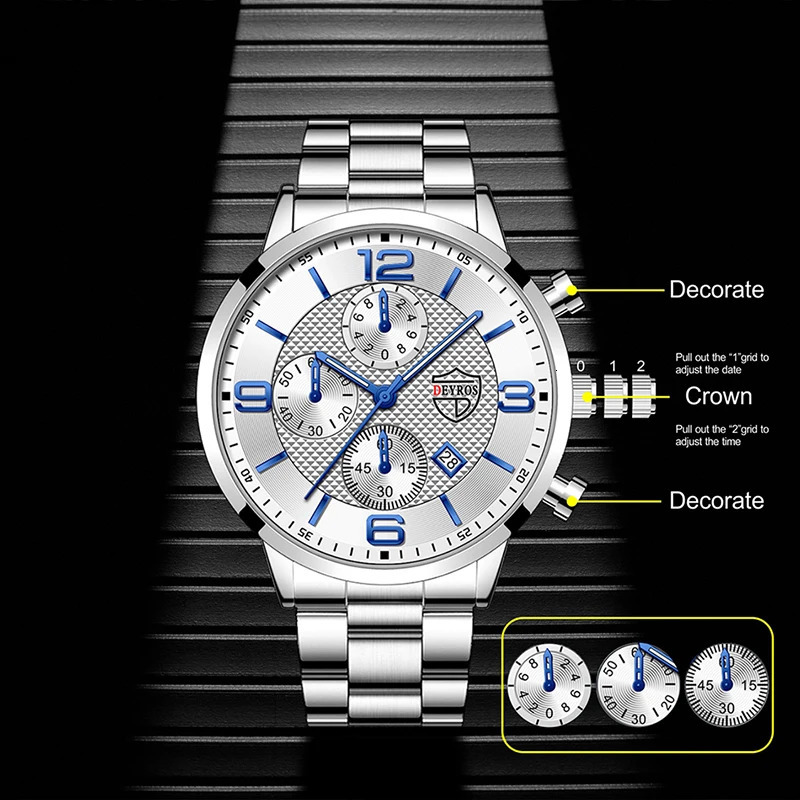 reloj hombre Business Men Watchs Stainless Steel Quartz WristWatch Male Leather Calendar Luminous Clock relogio masculino 250819