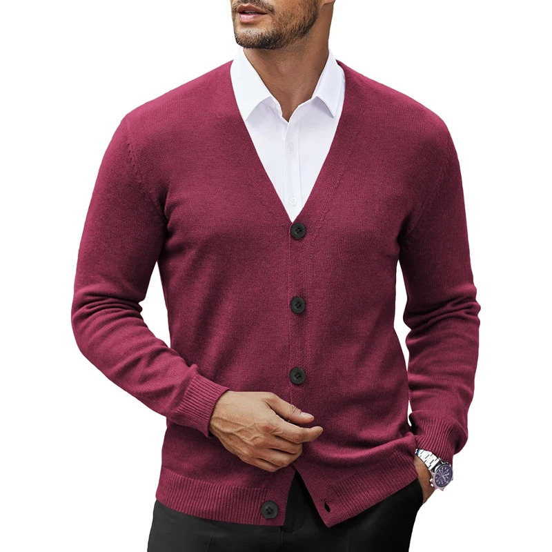 Mens V Neck Cardigan Sweatcoats Casual Lightweight Button Down Knitted Sweater Outdoor Streetwear w250819
