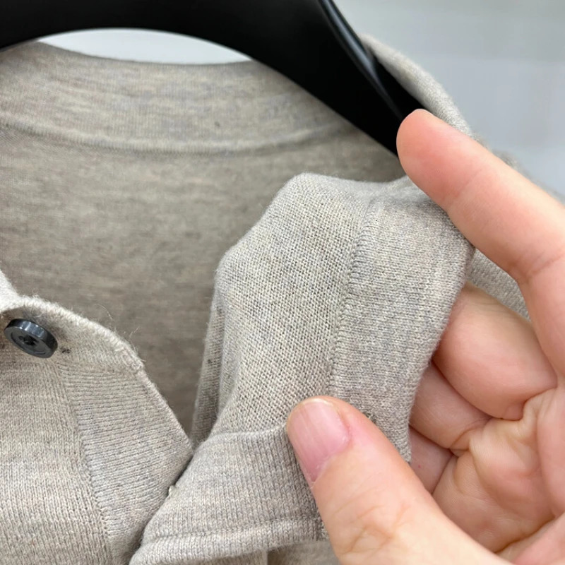 Mens Long Sleeve Fashion Casual Polo Shirt Collar Pullover Sweater. Business Sweater T-shirt Golf Spring Autumn Wool 250818