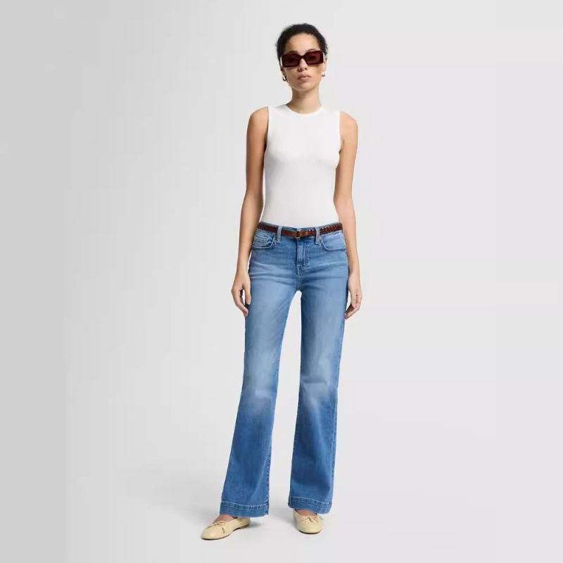 high waist straight jeans womens dark blue slim fit wide leg stretch denim fabric elegant intellectual jean pants for woman xs4xl L251010LARN