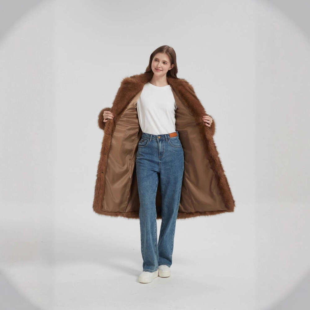 2025 Autumn/Winter Artificial Fur Coat Long Fur Coat Big Collar Plush Fox Fur