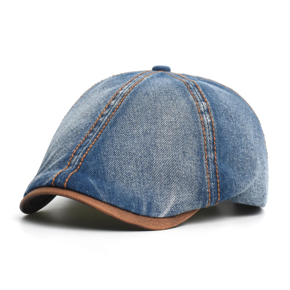 Denim Beret Hat Washed Vintage ed Cap Adjustable Cotton sboy Cap Casual Hats Flat Cap 250814