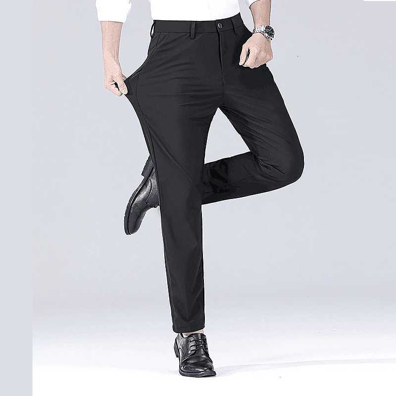 Mens Smart Casual Pants Elastic Sports Mens Quick Drying Pants Spring and Autumn Straight Leg Office Black Work Pants W250819