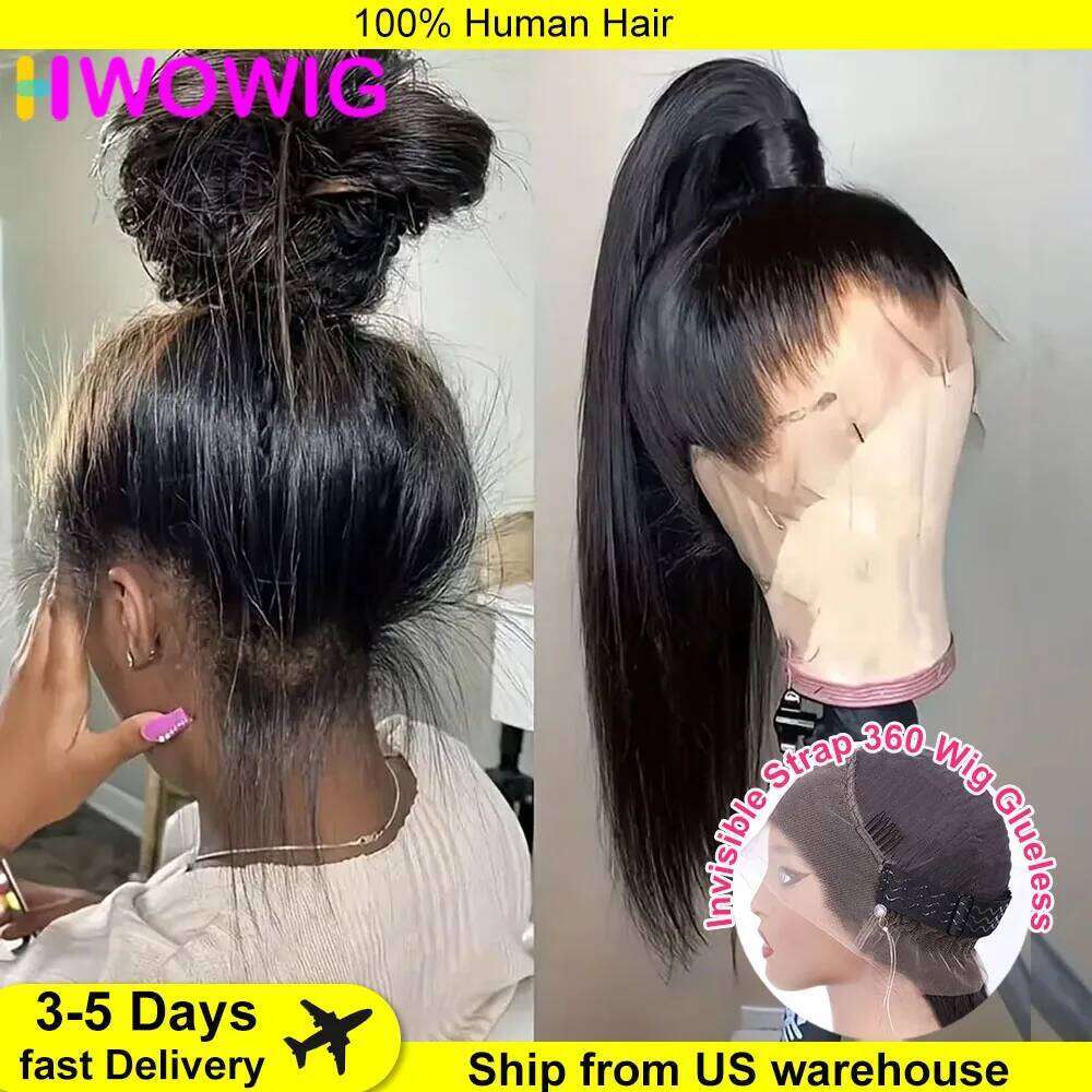 250 Density Real HD 360 Full Invisible Strap Snug Fit Glueless Straight Frontal 30 Inch Lace Front Wig Human Hair