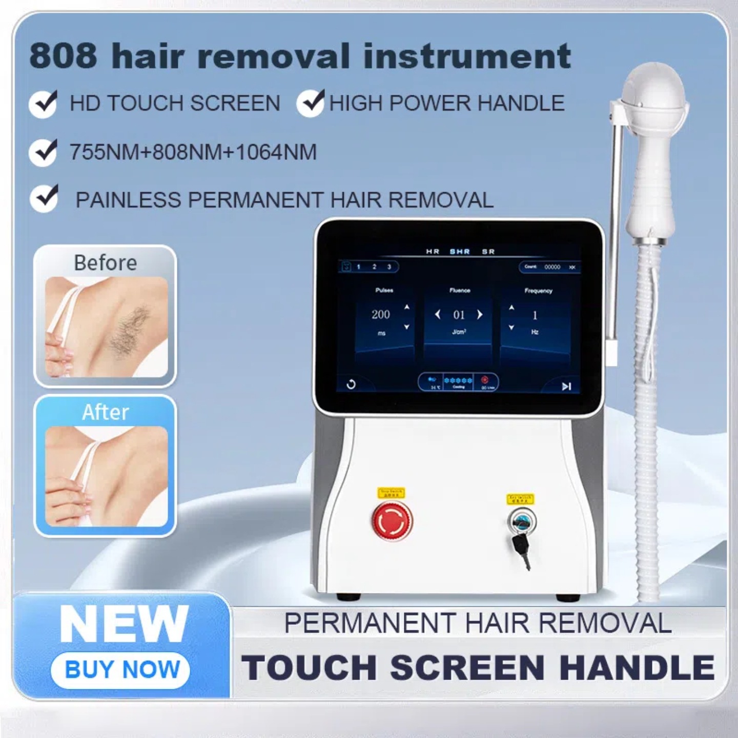 3500W Powerful Laser Diode Hair Removal Professional Alexandrit Tri Wave 808 755 1064 White Ice Titanium Laser Epilator