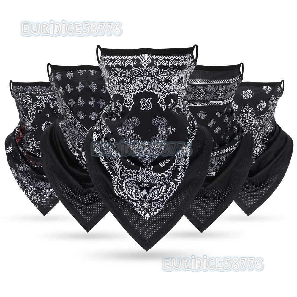 Outdoor Sports Sun Protection Cycling Face Mask Mesh Breathable Cashew Paisley Bandana Black White Face Balaclava Earloops Scarf H250819