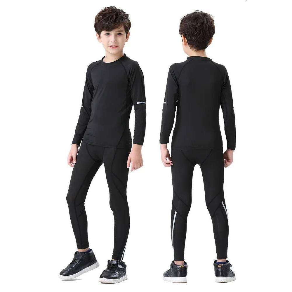 Winter Underwear For Kids Outdoor Running Set Boy Gym Jogging Compression Workout Thermal Tights Child Soccer Kit