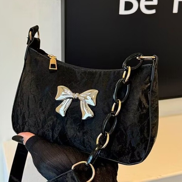2025 Autumn Bow Women's Handbag Trend Korean style Underarm Cross Shoulder Chain Shoulder Bag Women's Cross Shoulder Bag Designer Bag Women&